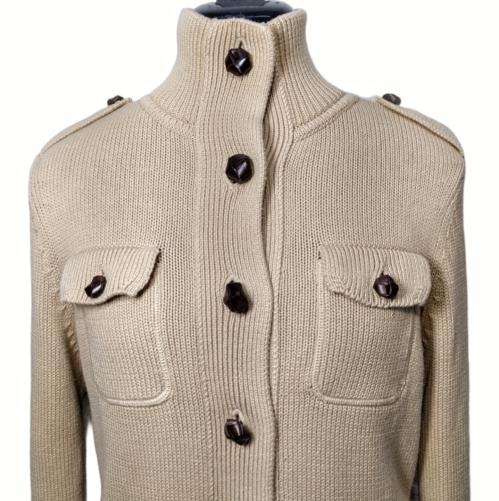 Ralph Lauren Camel Tan Cardigan Sweater Y2K 90s Medium - Picture 4 of 16